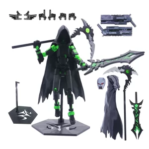 T13 Action Figure Set Dummy 13 Death Skeleton Movable Robot,Death Action Figure With Cape Lucky 13 Collectible Action Figure Art 5