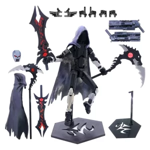 T13 Action Figure Set Dummy 13 Death Skeleton Movable Robot,Death Action Figure With Cape Lucky 13 Collectible Action Figure Art 4